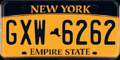 NY license plate GXW6262