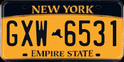 NY license plate GXW6531