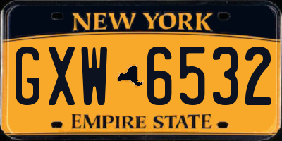 NY license plate GXW6532