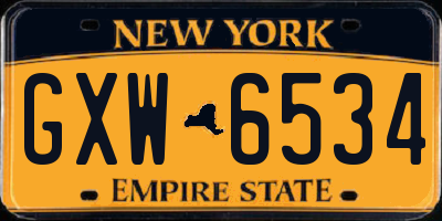 NY license plate GXW6534