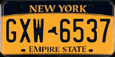NY license plate GXW6537