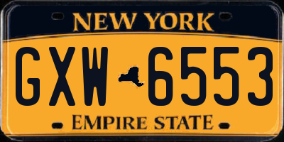 NY license plate GXW6553