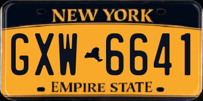 NY license plate GXW6641