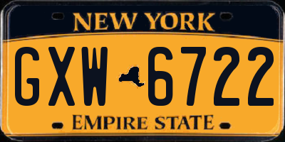 NY license plate GXW6722