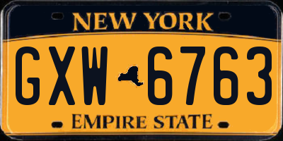 NY license plate GXW6763