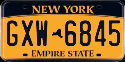 NY license plate GXW6845