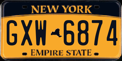 NY license plate GXW6874