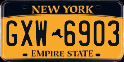 NY license plate GXW6903