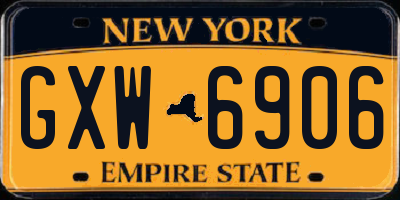 NY license plate GXW6906