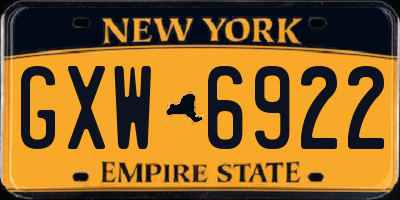 NY license plate GXW6922