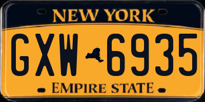 NY license plate GXW6935