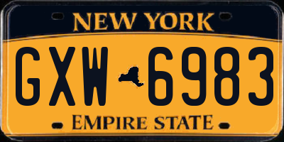 NY license plate GXW6983