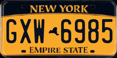 NY license plate GXW6985