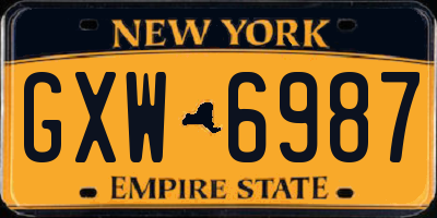 NY license plate GXW6987