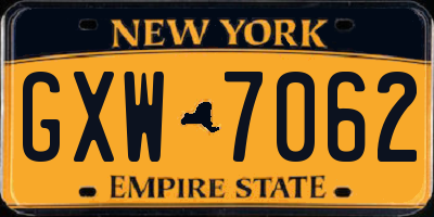 NY license plate GXW7062