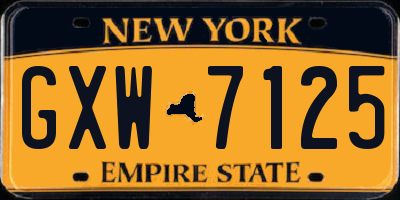 NY license plate GXW7125