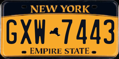 NY license plate GXW7443