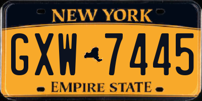 NY license plate GXW7445