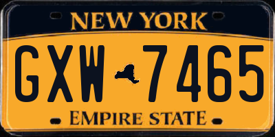 NY license plate GXW7465