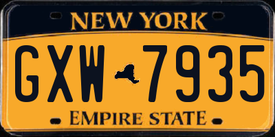 NY license plate GXW7935