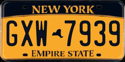 NY license plate GXW7939