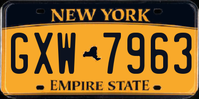 NY license plate GXW7963