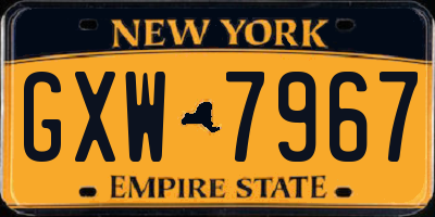 NY license plate GXW7967