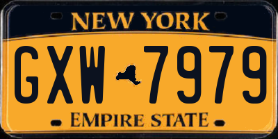 NY license plate GXW7979