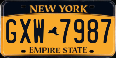 NY license plate GXW7987
