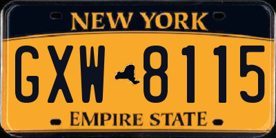 NY license plate GXW8115