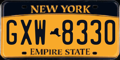 NY license plate GXW8330