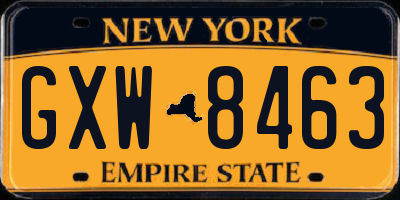 NY license plate GXW8463