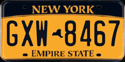 NY license plate GXW8467