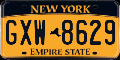 NY license plate GXW8629