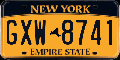 NY license plate GXW8741