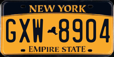 NY license plate GXW8904