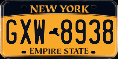 NY license plate GXW8938
