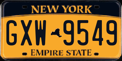 NY license plate GXW9549