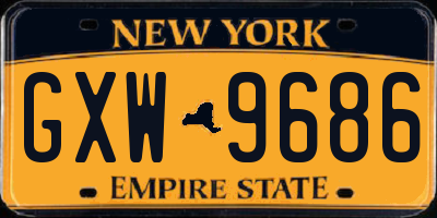 NY license plate GXW9686