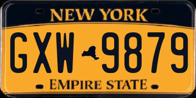 NY license plate GXW9879