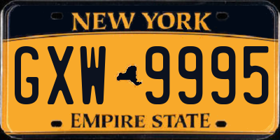 NY license plate GXW9995
