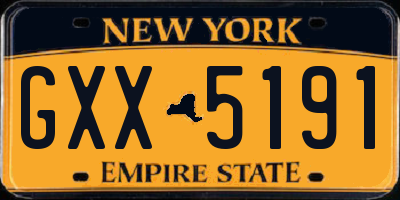 NY license plate GXX5191
