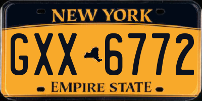 NY license plate GXX6772