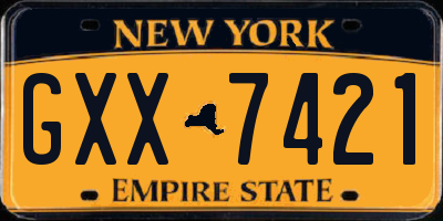 NY license plate GXX7421
