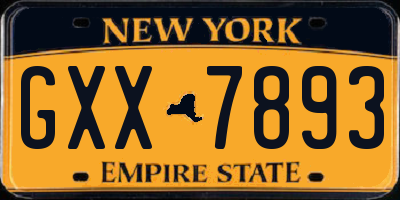 NY license plate GXX7893