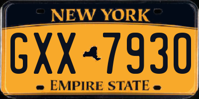 NY license plate GXX7930