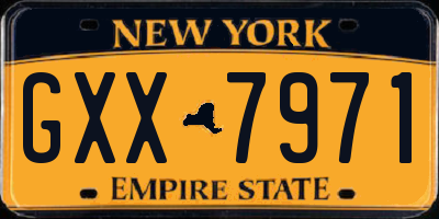 NY license plate GXX7971