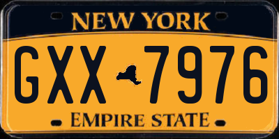 NY license plate GXX7976