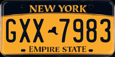 NY license plate GXX7983