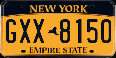 NY license plate GXX8150